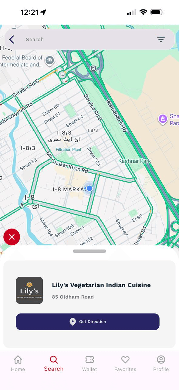 Confidentials App — Venue location map